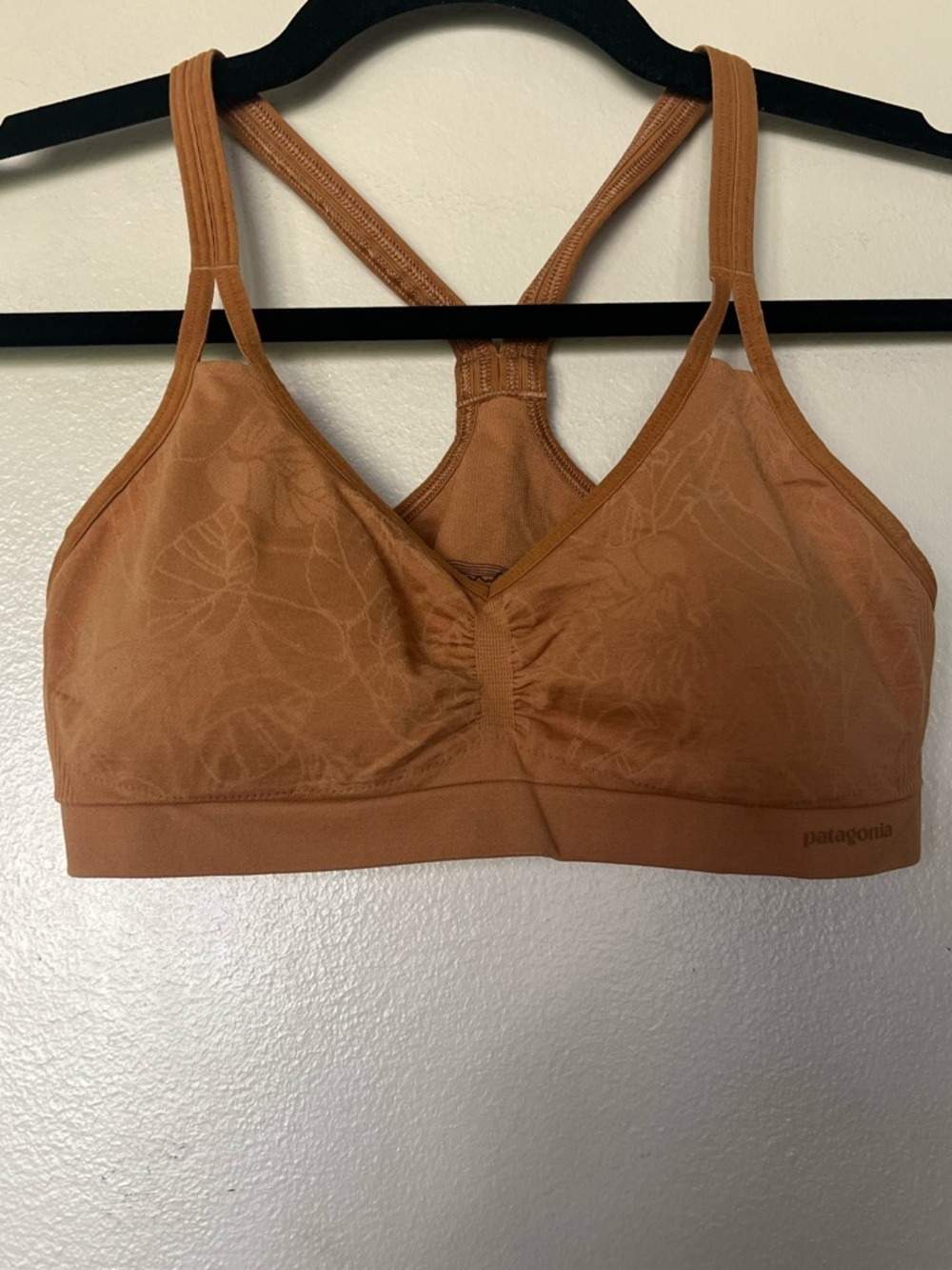 Patagonia Rust Brown Floral Jacquard Racerback Sports Bra